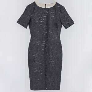 Ag Phillips Sheath Black Lace Dress Textured Cocktail Silk Blend Size 0